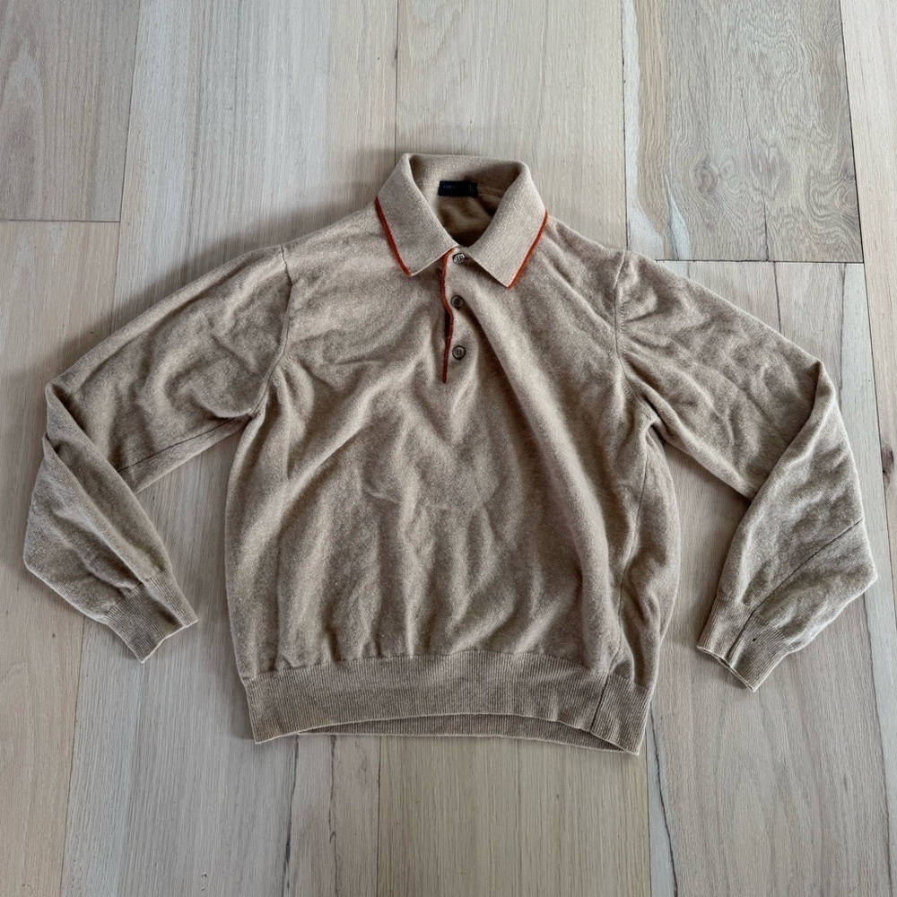 Corneliani Tan Polo Sweater Wool Size Medium - Picture 1 of 8